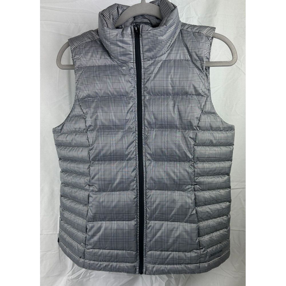 Lands' End Women's Full Zip Down Quilted Black & White Puffer Vest Small (6-8)
